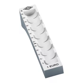 WEDO Euro 1.00 monetų dėklas – juodas plastikinis monetų laikiklis kasos valdymui