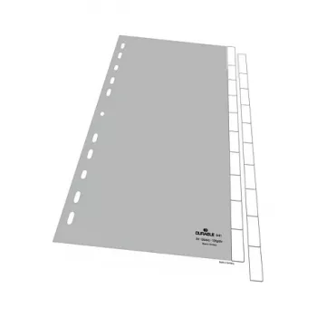 DURABLE 644110 tušti skyrikliai, polipropilenas, 10 skirtukų, pilki, A4