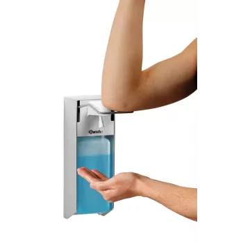Bartscher Dezinfekcinio skysčio dozatorius PS 0.9L-W 850019, sidabrinės ir baltos spalvos plastikas, 0,9 L, sieninis, rankinis