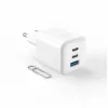Fixed Mini 2x USB-C ir USB GaN įkroviklis 65W, baltas