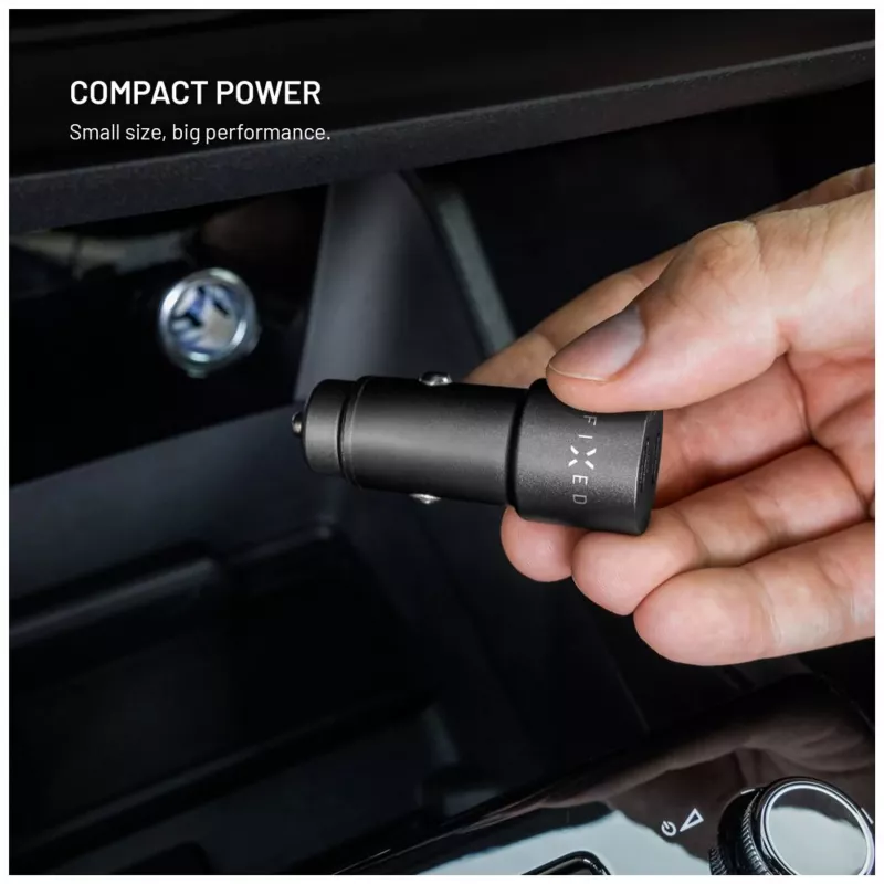 Fiksuotas dvigubas USB-C automobilinis įkroviklis 65W PD 3.0