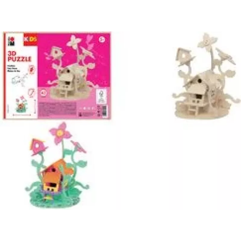 Marabu KiDS 3D dėlionė Fėjų namas, 43 dalių medinis rinkinys, išmuštas faneros, sujungiamas be klijų - 1 vnt 0317000000010