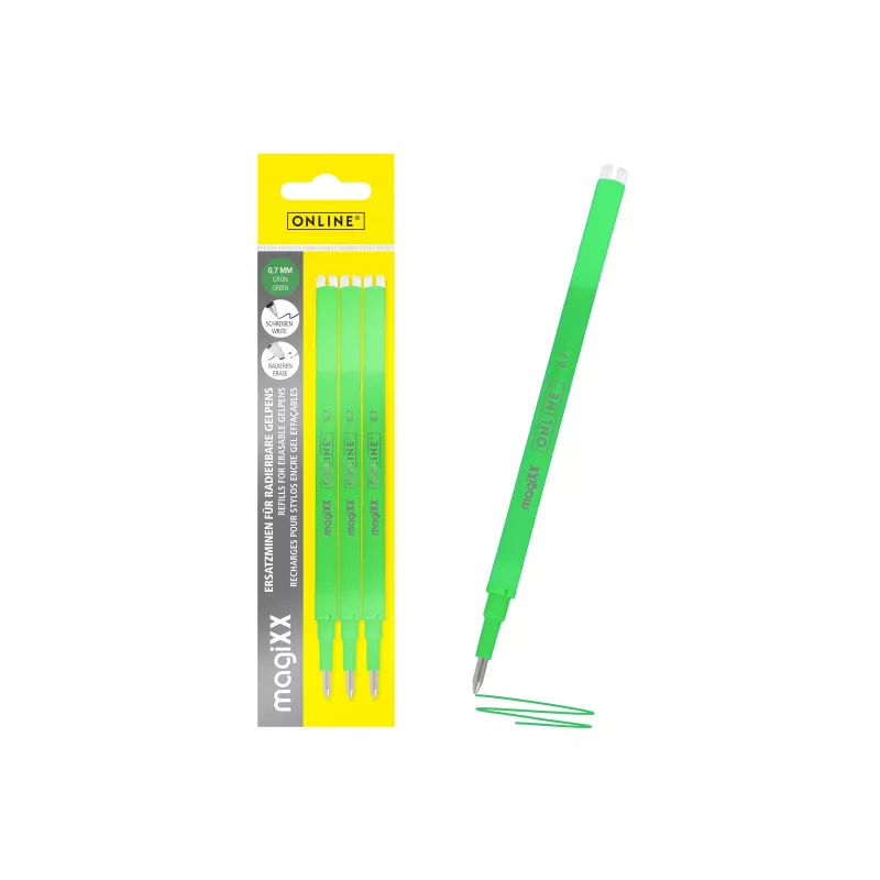 ONLINE magiXX gelinis rašiklio šerdis žalias 0,7 mm 3 vnt. (40165/3)