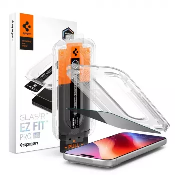 Spigen Glas.tR EZ Fit Pro HD Privacy grūdintas stiklas, skirta iPhone 18 Pro
