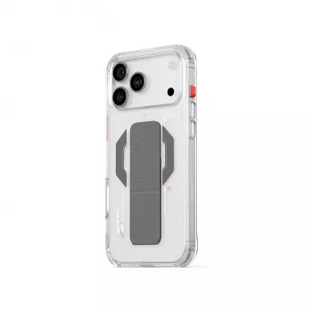 SKINARMA Haxa dėklas iPhone 17 Pro Max su magnetiniu įkrovimu ir atlenkiamu stovu - permatomas