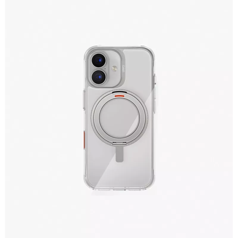 UNIQ Swivix dėklas iPhone 17 su 360° besisukančiu stovu, permatomas
