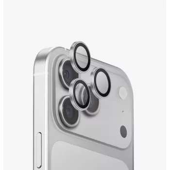 UNIQ Optix Aluguard (DX2) fotoaparato objektyvo apsauga iPhone 18 Pro / 18 Pro Max - sidabrinė su aplikatoriumi