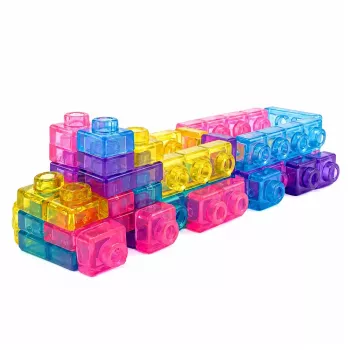 LEAN TOYS guminiai kaladėlės lanksčios konstrukcinės permatomos spalvotos 20 vnt.