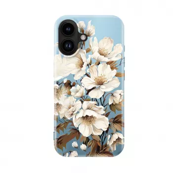 Evelatus Apple iPhone 16 plonas korpusas su MagSafe - individualus raštas Flower Blue