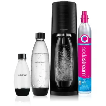 SodaStream Terra Megapack juodas gazuoto vandens aparatas su 3 buteliais ir Quick Connect CO2 balionu
