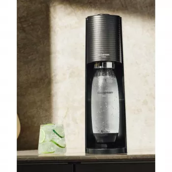 SodaStream Terra Megapack juodas gazuoto vandens aparatas su 3 buteliais ir Quick Connect CO2 balionu