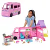 Barbie Dreamhouse Adventures lėlių kemperis, transformuojamas į 7 zonų RV, 60+ aksesuarų, rožinės spalvos