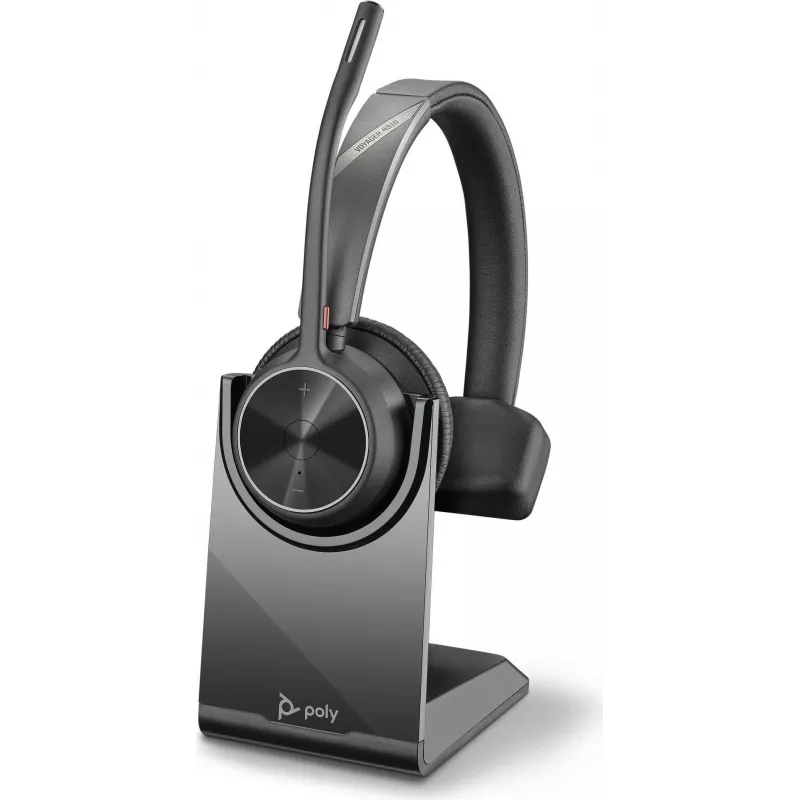 HP Poly Voyager 4300 UC Series 4310 belaidės ant ausų ausinės su USB-C adapteriu ir stovu, Zoom Certified 218474-01