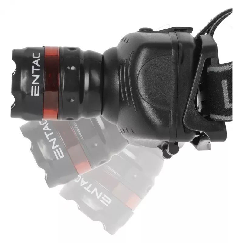 ENTAC EHL-ZOOM-1W-PL Zoom 1W LED priekinis žibintuvėlis, juodas