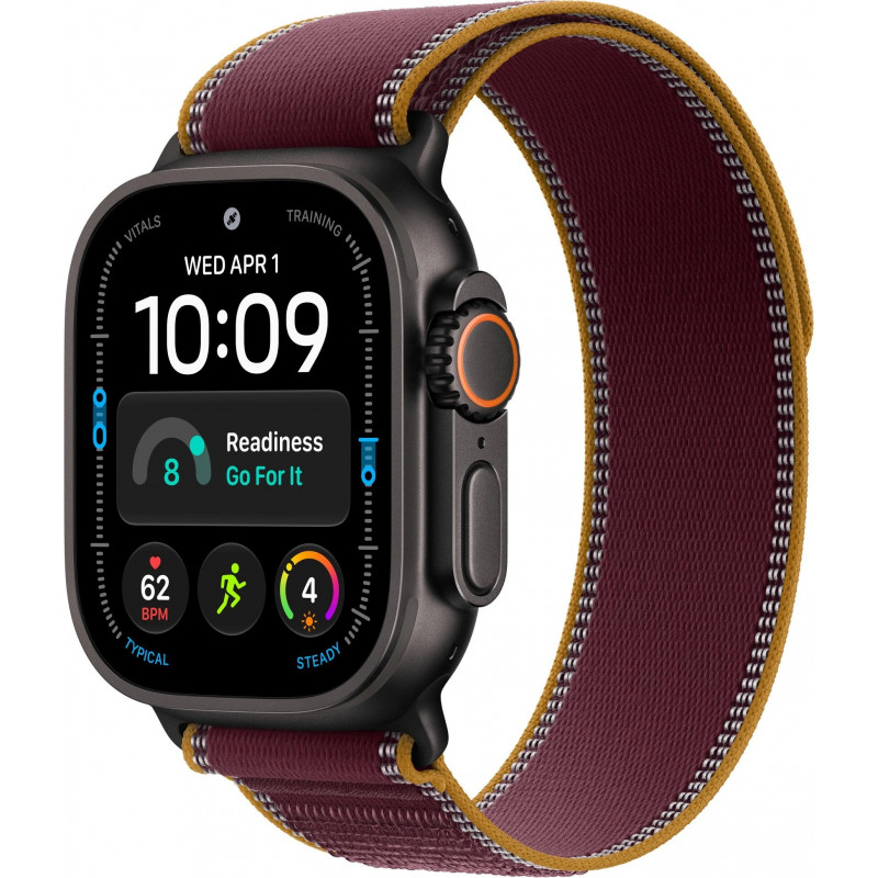 Apple Watch Ultra 4 GPS + Cellular 49 mm juodas titano korpusas su bordo Trail Loop apyranke, M/L