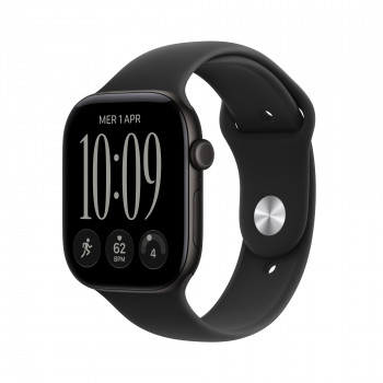 Apple Watch Series 12 GPS + Cellular 46 mm juodas aliuminio korpusas su juoda sportine apyranke, M/L