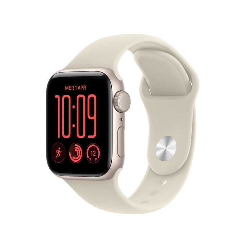 Apple Watch SE 3 GPS 40 mm Starlight aliuminio korpusas su smėlio spalvos sportine apyranke, S/M