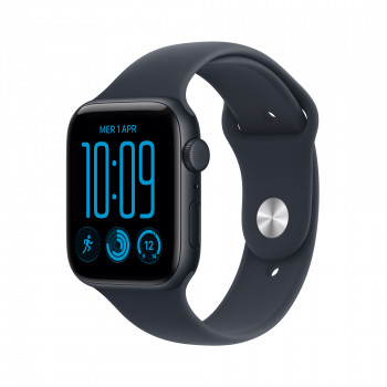 Apple Watch SE 3 GPS + Cellular 44 mm Midnight aliuminio korpusas su mėlyna sportine apyranke, M/L