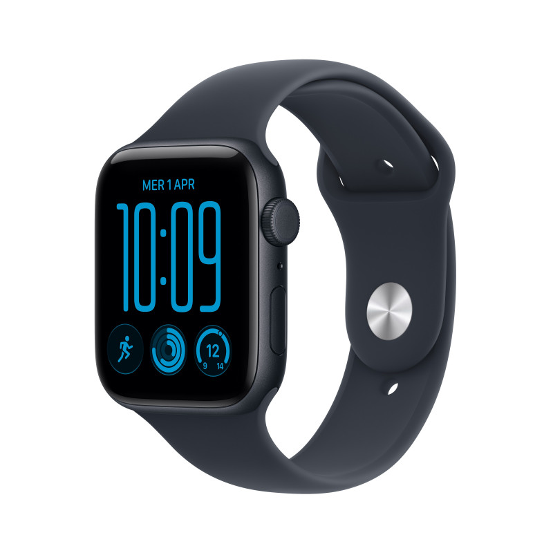 Apple Watch SE 3 GPS + Cellular 44 mm Midnight aliuminio korpusas su mėlyna sportine apyranke, M/L