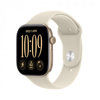 Apple Watch Series 12 GPS + Cellular 42 mm auksinis aliuminio korpusas su smėlio spalvos sportine apyranke, S/M