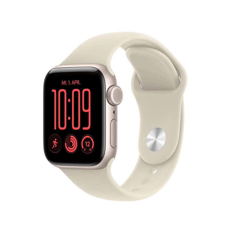 Apple Watch SE 3 GPS + Cellular 40 mm Starlight aliuminio korpusas su smėlio spalvos sportine apyranke, S/M