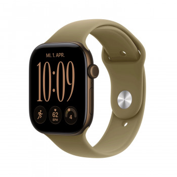 Apple Watch Series 12 GPS + Cellular 46mm tamsiai bronzinis aliuminio korpusas su alyvuogių sportine apyranke - M/L