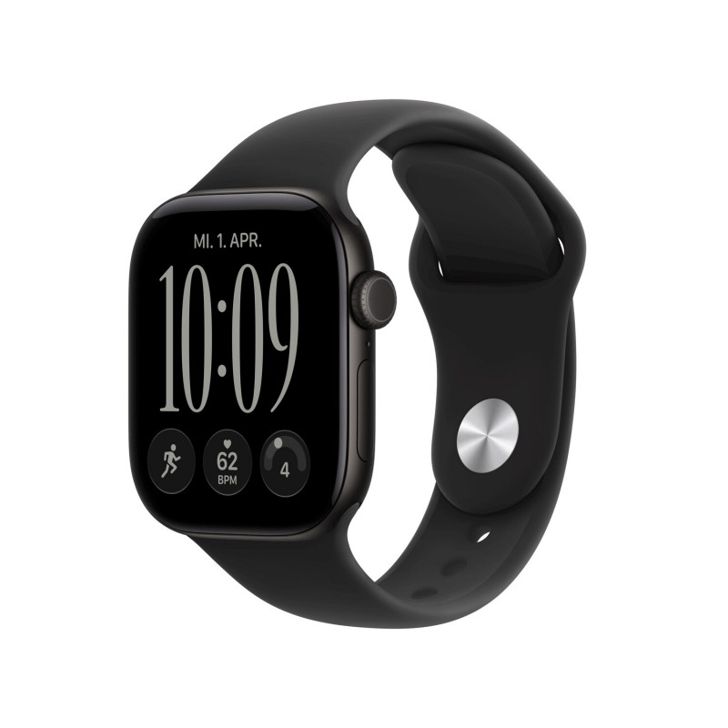 Apple Watch Series 12 GPS + Cellular 42 mm juodas aliuminio korpusas su juoda sportine apyranke, S/M