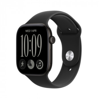 Apple Watch Series 12 GPS + Cellular 46 mm juodas aliuminio korpusas su juoda sportine apyranke, S/M