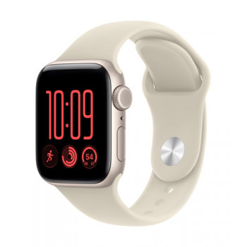 Apple Watch SE 3 GPS + Cellular 40 mm Starlight aliuminio korpusas su smėlio spalvos sportine apyranke, M/L