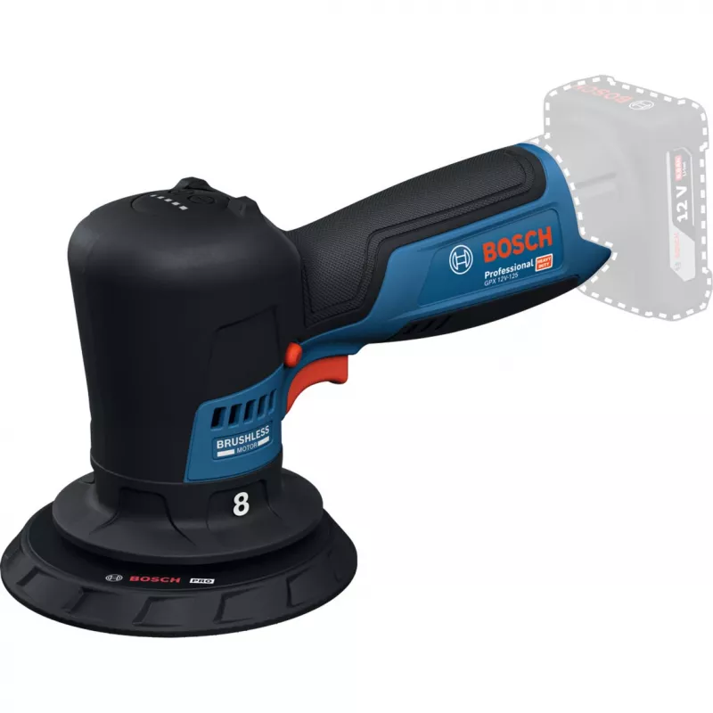 Bosch GPX 12V-125 Professional akumuliatorinis poliruoklis 06019L4100, 12 V, 125 mm, mėlynas/juodas, Solo (be akumuliatoriaus ir įkroviklio)