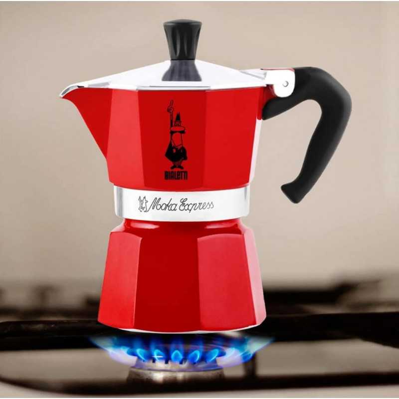 Bialetti Candyland Moka Express 3TZ rankinė kavos virimo mašinėlė, 150 ml, raudona