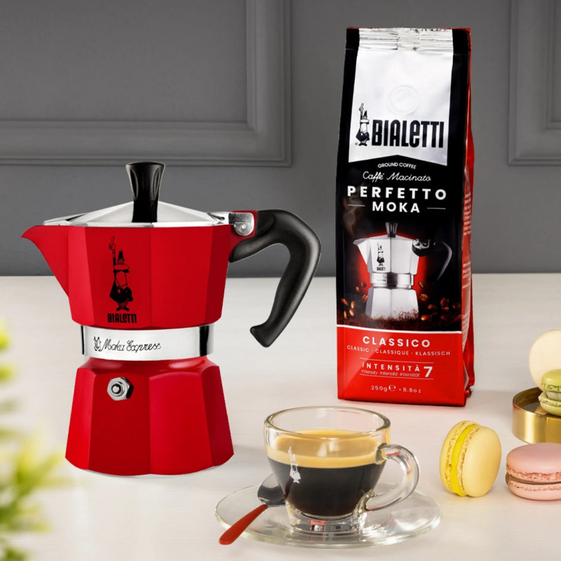 Bialetti Candyland Moka Express 3TZ rankinė kavos virimo mašinėlė, 150 ml, raudona