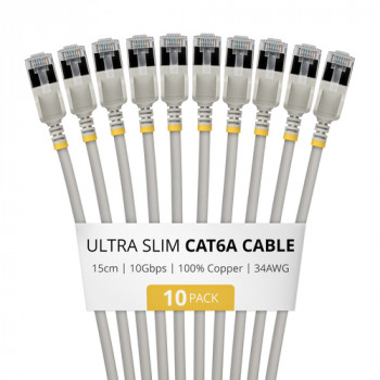 StarTech.com plonas Cat6a U/FTP tinklo kabelis RJ45, 0,15 m, pilkas, 10 vienetų rinkinys