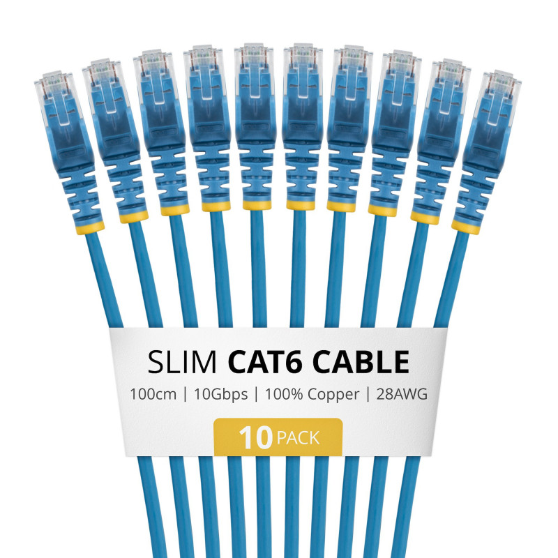 StarTech.com Slim Cat6 U/UTP tinklo kabelis RJ45, 1 m, mėlynas, LSZH, 10 vnt. paketas