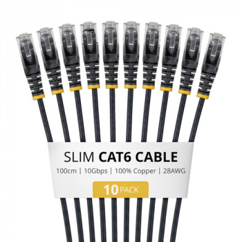 StarTech.com plonas Cat6 U/UTP tinklo kabelis RJ45, 1 m, juodas, 10 vnt. rinkinys