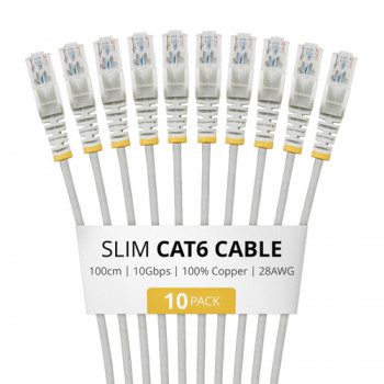 StarTech.com Slim Cat6 U/UTP tinklo kabelis RJ45, 1 m, pilkas, 10 vnt. paketas