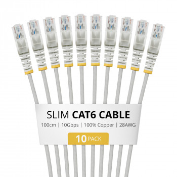 StarTech.com Slim Cat6 U/UTP tinklo kabelis RJ45, 1 m, pilkas, 10 vnt. paketas