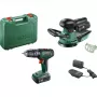 Bosch DIY rinkinys UniversalImpact 18V + AdvancedOrbit 18V, 2x 2.0Ah Li-Ion akumuliatoriai, akumuliatorinis smūginis gręžtuvas-suktuvas + akumuliatorinis ekscentrinis šlifuoklis, žalias (06039D410A)