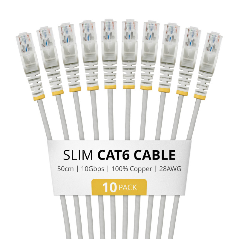 StarTech.com Slim Cat6 U/UTP tinklo kabelis RJ45, 0,5 m, pilkas, 10 vnt. paketas