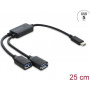 Delock 2 portų USB 5 Gbps Type-A kabelio šakotuvas su USB Type-C™ jungtimi, 25 cm (64373)