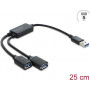 Delock 2 portų USB 5 Gbps Type-A kabelio šakotuvas su USB Type-A jungtimi, 25 cm (64374)