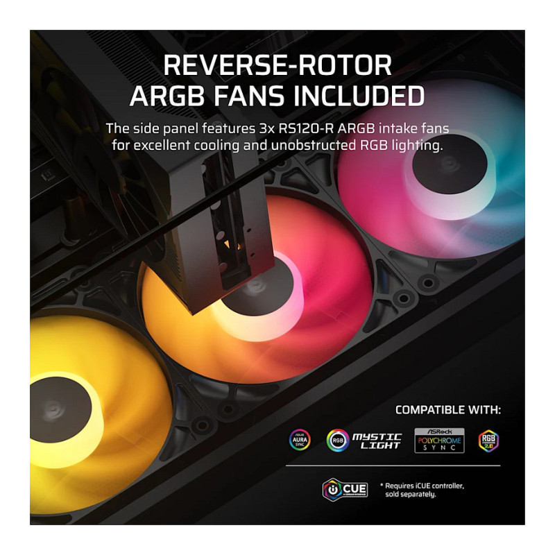 Corsair 2800X RS-R ARGB panoraminio stiklo Micro-ATX kompiuterio korpusas, juodas