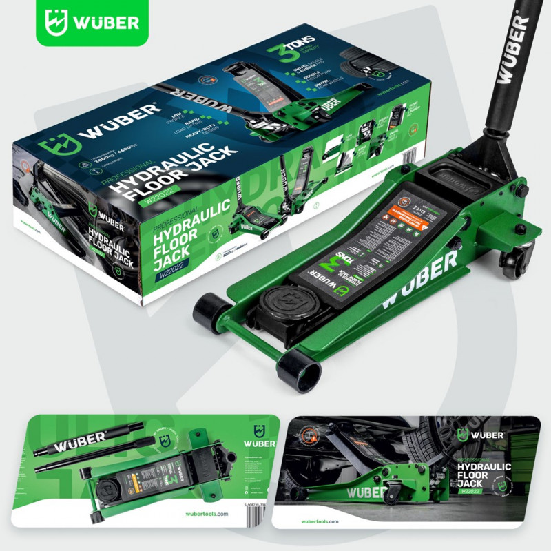 WUBER W22022 žemo profilio automobilinis domkratas 3T, 85-430 mm