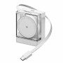 SHARGE Retractable 65 GaN įkroviklis, 65W, 2x USB-C, integruotas USB-C kabelis - baltas