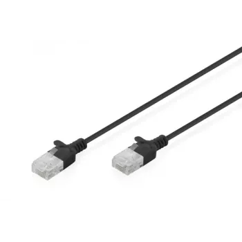 DIGITUS Slim Cat6 U/UTP tinklo kabelis RJ45, 0.3 m, juodas, LSZH
