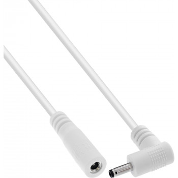 InLine® DC prailginimo kabelis, kampuotas kištukas, 3.5 x 1.35 mm, baltas, 0.5 m