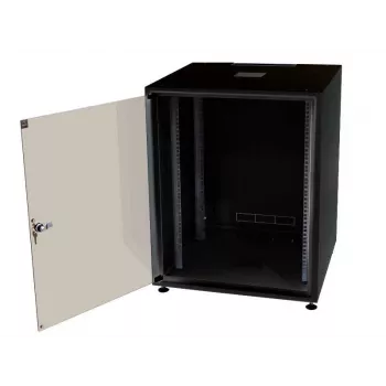 IT-BUDGET 19 inch Tinklo spintelė SJB, 12U, 600x600 mm (P x G), stiklinės durelės, galinė panelė, juoda