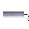 UGREEN 60515 7-in-1 USB-C daugiafunkcis adapteris, 4K HDMI, Gigabit Ethernet, 100 W PD, pilkas