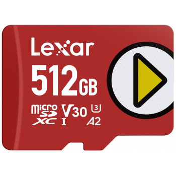 Lexar PLAY 512GB microSDXC UHS-I atminties kortelė, U3, V30, A2, iki 205 MB/s, su SD adapteriu