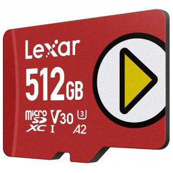 Lexar PLAY 512GB microSDXC UHS-I atminties kortelė, U3, V30, A2, iki 205 MB/s, su SD adapteriu